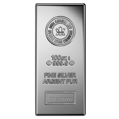 100oz. RCM .999 Silver Bar (TAX Exempt) DL-G  *No Credit Cards or Paypal