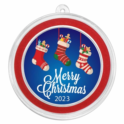 2023 APMEX Colourized Merry Christmas Stockings Ornament 1oz .999 Silver Round (No Tax)
