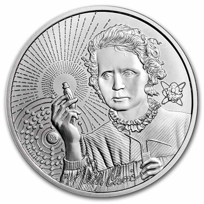 2023 Niue $2 Icons of Inspiration: Marie Curie 1oz .999 Silver Coin (No Tax) Capsule Scratched/Scuffed