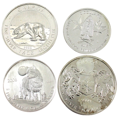 Lot of 4x 2006-2015 Canada Commemorative Silver Bullion, 3.25oz., 4Pcs (No Tax) Issues