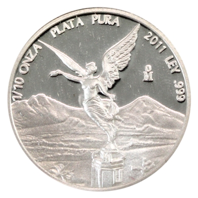 2011 Mexico Libertad 1/10oz. Fine Silver Proof (No Tax) May have blemishes/mild toning