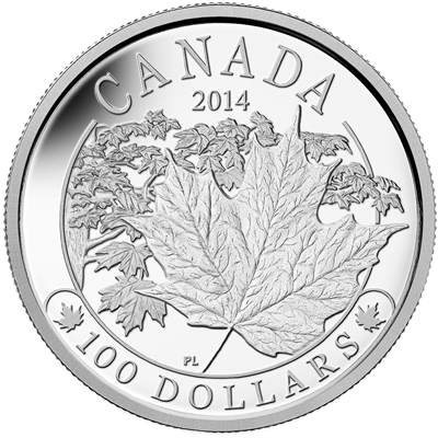 2014 Canada $100 Majestic Maple Leaves Fine Silver (No Tax)