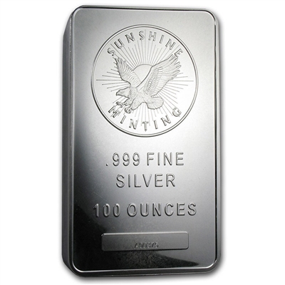 100oz Sunshine .999 Fine Silver Bar (TAX Exempt) Scratches - *No Credit Cards or Paypal
