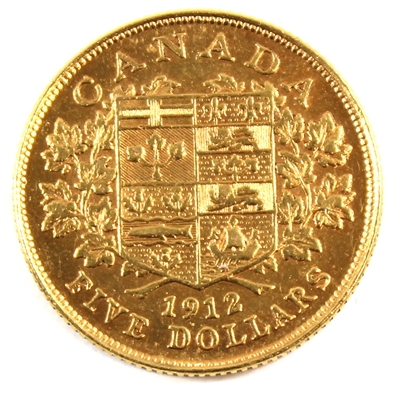 1912 Canada $5 Gold EF-AU (EF-45) $