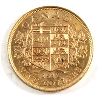 1912 Canada $5 Gold AU-UNC (AU-55) $
