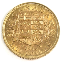 1913 Canada $5 Gold EF-AU (EF-45)