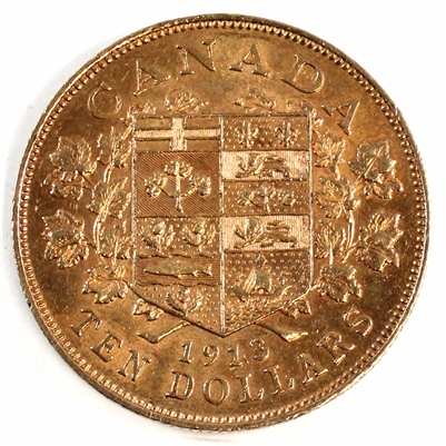 1913 Canada $10 Gold Almost Uncirculated (AU-50) $
