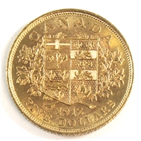 1912 Canada $5 Gold Almost Uncirculated (AU-50)