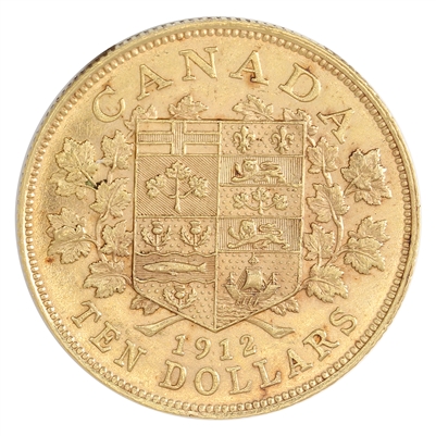 1912 Canada $10 Gold Almost Uncirculated (AU-50)