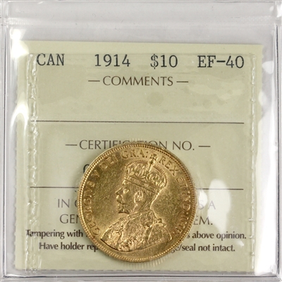 1914 Canada $10 Gold ICCS Certified EF-40