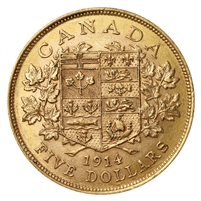 1914 Canada $5 Gold EF-AU (EF-45) $