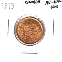 1913 Canada $5 Gold AU-UNC (AU-55) Scratched