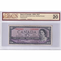 BC-40bA 1954 Canada $10 Beattie-Rasminsky, *U/T, BCS Certified VF-20