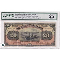 550-28-18 1925 Bank of Nova Scotia $20 McLeod-Campbell, PMG Cert. VF-25