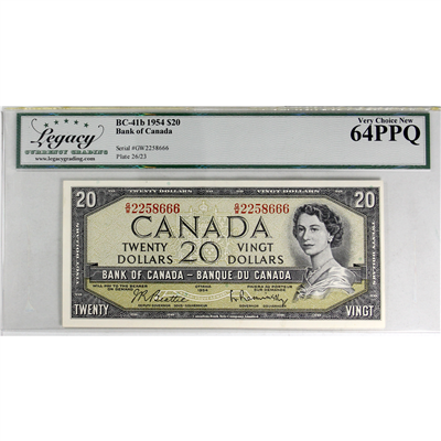 BC-41b 1954 Canada $20 Beattie-Rasminsky, G/W Legacy Certified CUNC-64 PPQ