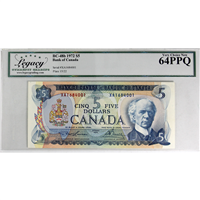 BC-48b 1972 Canada $5 Lawson-Bouey, XA Legacy Certified CUNC-64 PPQ