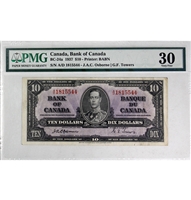 BC-24a 1937 Canada $10 Osborne-Towers, A/D PMG Certified VF-30