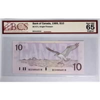 BC-57c 1989 Canada $10 Knight-Thiessen, BEG BCS Certified GUNC-65 Original