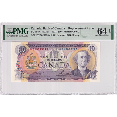 BC-49cA 1971 Canada $10 Lawson-Bouey, Replacement, *DY PMG Certified CUNC-64 EPQ