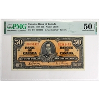 BC-26b 1937 Canada $50 Gordon-Towers, B/H PMG Certified AU-50 EPQ