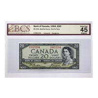 BC-33b 1954 Canada $20 B-C, Devil's Face, Changeover, B/E, BCS Certified EF-45 Original