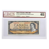BC-42b 1954 Canada $50 B-R, Modified Portrait, Changeover, B.H, BCS Certified EF-45