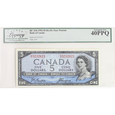 BC-31b 1954 Canada $5 Beattie-Coyne, Devil's Face, E/C, Legacy Certified EF-40 PPQ