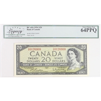 BC-41b 1954 Canada $20 Beattie-Rasminsky, C/W, Legacy Certified CUNC-64 PPQ