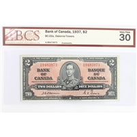 BC-22a 1937 Canada $2 Osborne-Towers, A/B, BCS Certified VF-30