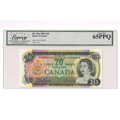 BC-50a 1969 Canada $20 Beattie-Rasminsky, Legacy Certified Gem New 65 PPQ (GUNC-65)