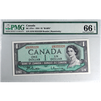 BC-37b-i 1954 Canada $1 Beattie-Rasminsky, H/M, PMG Certified GUNC-66 EPQ