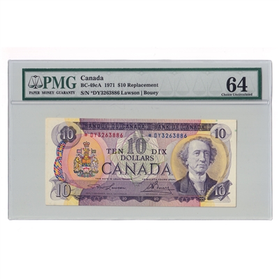 BC-49cA 1971 Canada $10 Lawson-Bouey, Replacement, DY, PMG Certified, CUNC-64