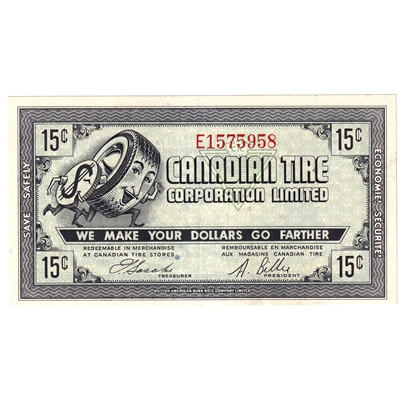 G7-C-E1 1972 Canadian Tire Coupon 15 Cents Almost Uncirculated