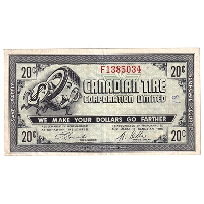 G7-D-F2 Narrow Font 1972 Canadian Tire Coupon 20 Cents VF-EF (Ink)