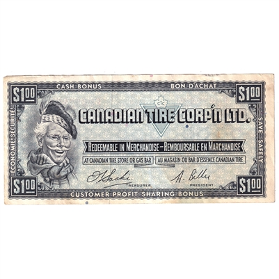 S1-F-F 1961 Canadian Tire Coupon $1.00 Very Fine (Stain)
