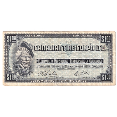 S1-F-F 1961 Canadian Tire Coupon $1.00 F-VF