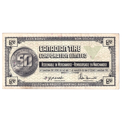 S2-B-S 1972 Canadian Tire Coupon 5 Cents Very Fine