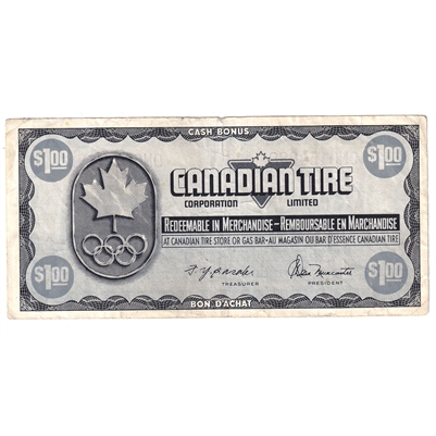 S5-F-ON 1976 Canadian Tire Coupon $1.00 F-VF (Tear)