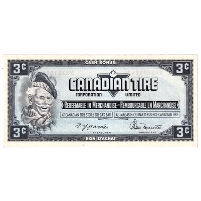 S12-A-XN 1991 Canadian Tire Coupon 3 Cents Uncirculated