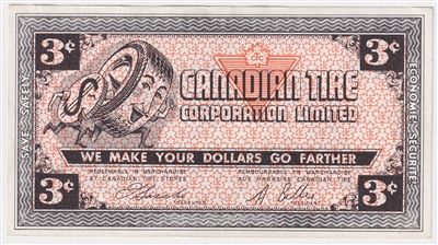 G2-C1 1962 Canadian Tire Coupon 3 Cents AU-UNC