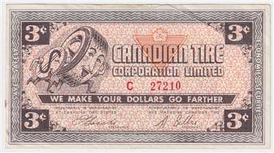 G2-C-C1 Mor Power 1962 Canadian Tire Coupon 3 Cents Extra Fine