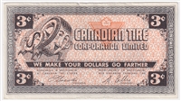 G2-C2 No Mor Power 1962 Canadian Tire Coupon 3 Cents Extra Fine (Ink)