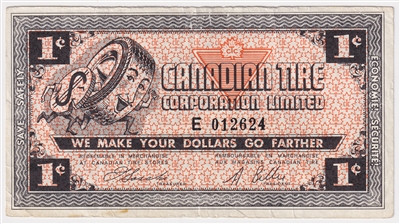 G3-A-E 1962 Canadian Tire Coupon 1 Cent Very Fine