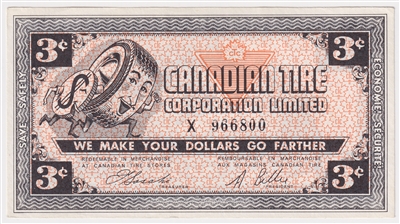 G3-C-X No Mor Power 1962 Canadian Tire Coupon 3 Cents Uncirculated (Holes)