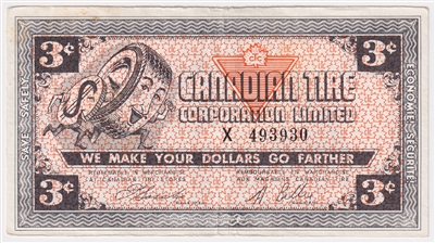 G3-C-X No Mor Power 1962 Canadian Tire Coupon 3 Cents Extra Fine