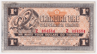 G4-A-Z 1962 Canadian Tire Coupon 1 Cent Extra Fine (Stain)