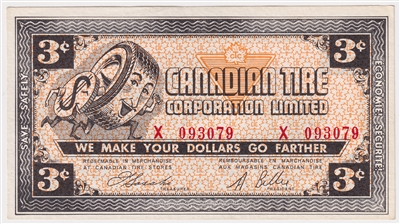 G4-C-X 1962 Canadian Tire Coupon 3 Cents Uncirculated