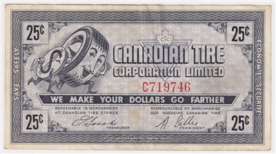 G5-C-C 1964 Canadian Tire Coupon 25 Cents VF-EF