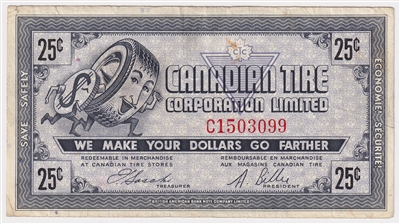 G6-E-C 1968 Canadian Tire Coupon 25 Cents Very Fine