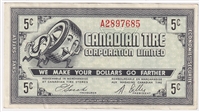 G7-A-A2 Narrow Font 1972 Canadian Tire Coupon 5 Cents EF-AU